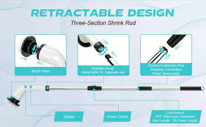 Electric Cleaning Brush with 7PCS Heads Bathroom Kitchen Cordless Handheld Shower Scrubber Spin Cleaner Multifunctional Cleaner - AMULET RING STORE