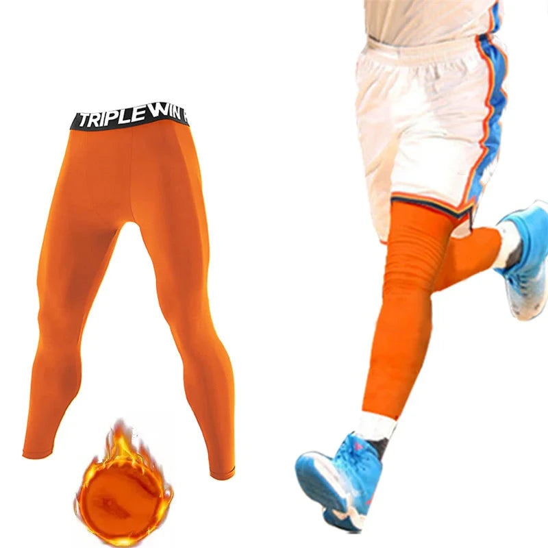 Spring Autumn Men Women Running Tights GYM Pants Exercise Basketball Football Soccer Fitness Sport Long Fleece Thermal Legging 8