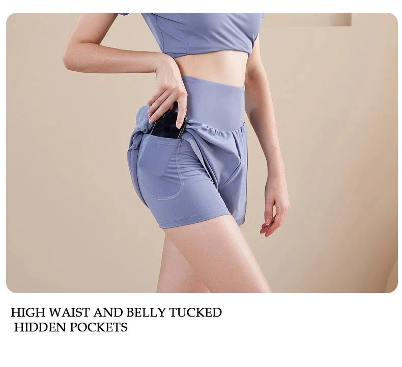 Yoga Set Women Sport T-Shirt Back Mesh Design High Waist Shorts Quick Dry Run Yoga Sports Short Sleeve Shorts Two-piece Yoga Set