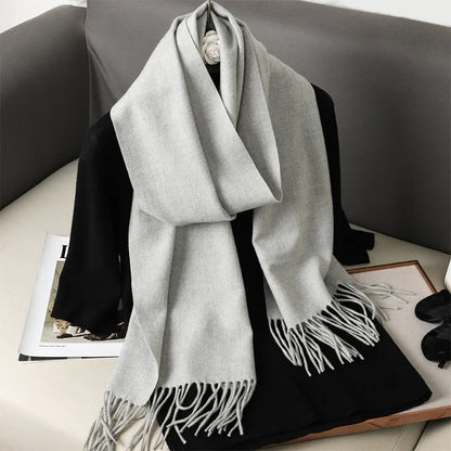 62Color Solid Women Winter Scarf Warm Thicken Cashmere Shawl Outdoor Fashion Luxury Tassels Pashmina Lady Wrap Windproof Scarves