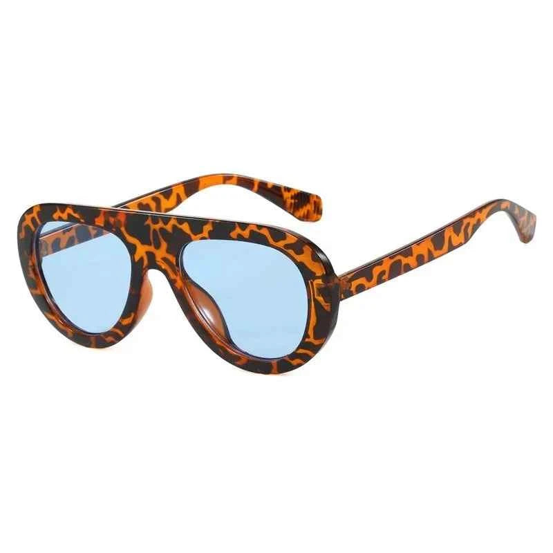 Y2K Retro Round Small Sunglasses Trendy Leopard Print Glasses Vintage Unisex Eyewear for Women Men Bold Fashion Accessories