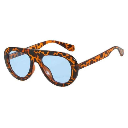 Y2K Retro Round Small Sunglasses Trendy Leopard Print Glasses Vintage Unisex Eyewear for Women Men Bold Fashion Accessories