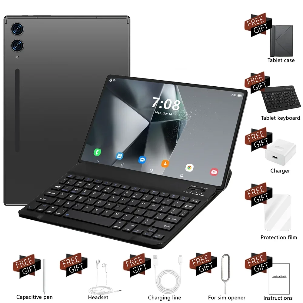 2025 Pad 7s Pro Tablet Android 15 10.1inch Touch Tablets Global Version Original Tablette 16GB+1TB Dual SIM Phone Call 10000mAh