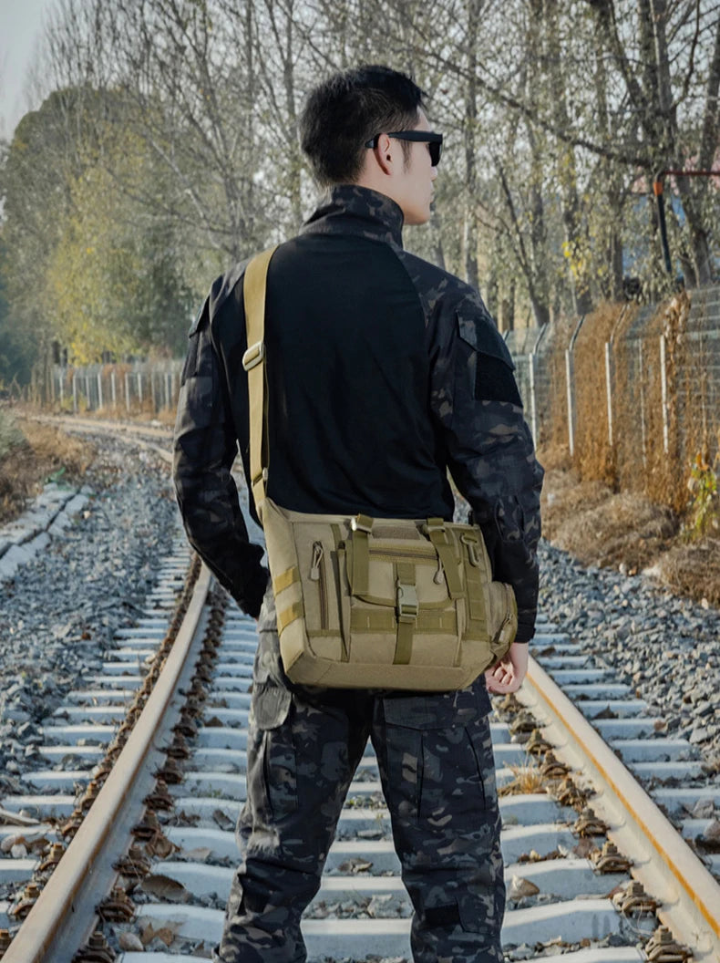 Men Camouflage Shoulder Bag Tactical Fishing Camping Tote Trekking Climbing Bags Large Multi-Pocket Travel Laptop Messenger Pack