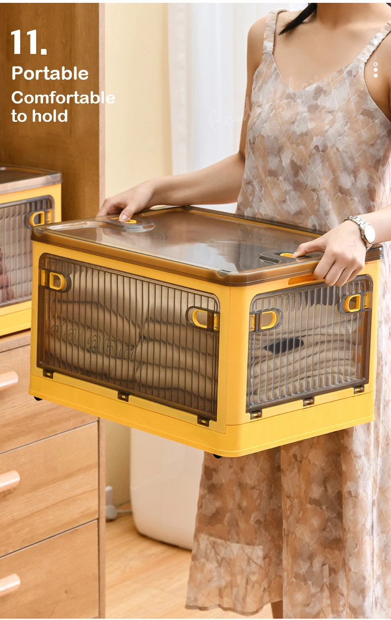 Foldable Storage Box Closet Organizer with Wheels Outdoor Stackable Sundries Organizer Clothes Quilts Toys Books Storage Box - AMULET RING STORE