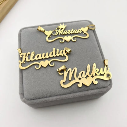 Acheerup Personalized Customized Name Necklace for Women Stainless Steel 2 Hook Crown Cuban Chain Pendant Jewelry Birthday Gift