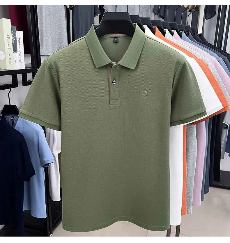 100% pure cotton men's short sleeved polo shirt hot selling summer fashionable horse logo embroidery classic Paul casual T-shirt