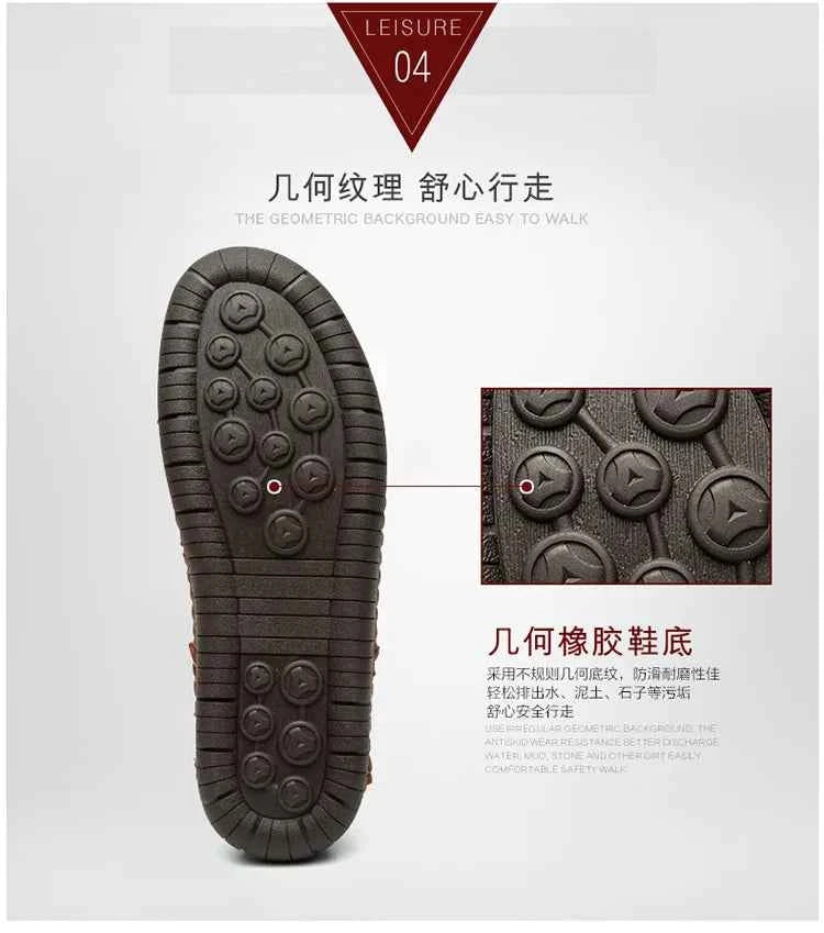 New Handmade Leather Men Shoes Casual Comfortable Men Loafers Slip On Leather Shoes Men Flats Hot Sale Outdoor  Walking Shoes