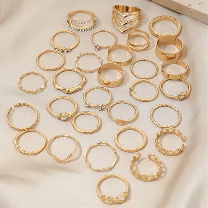 30 Pieces Of classic and Elegant Women's Stackable Rings, Fashionable And Exquisite, With Water Diamonds And Gold, Are Everyday - AMULET RING STORE