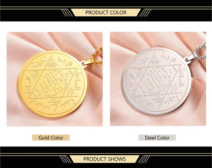 Three Hebrew letters are written on the necklace AMULET RING STORE