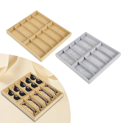 Fashion Glasses Cases Beige 10 Grids Sunglasses Display Box Sunglasses Display Glasses Display Props Jewelry Organizer Tray - AMULET RING STORE