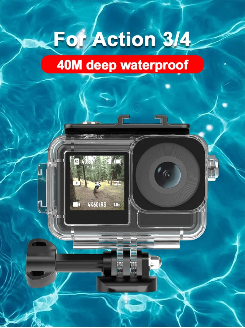 For DJI Osmo Action 4 Waterproof Case 40M Deep Diving Underwater Housing Shell for DJI Osmo Action 4 3 Action Camera Accessories - AMULET RING STORE