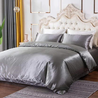 Silky Bedding Duvet Cover Super Soft Solid Home Comforter Cover with Zipper Closure, 2/3pcs Envelop Pillowcase