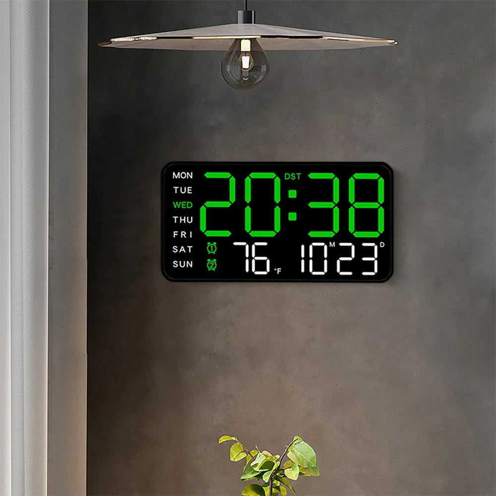 Car LED Digital Alarm Clock Hanging/Standing Electronic Clock Temperature/Date Display Boarderless Wall-mounted Clock USB