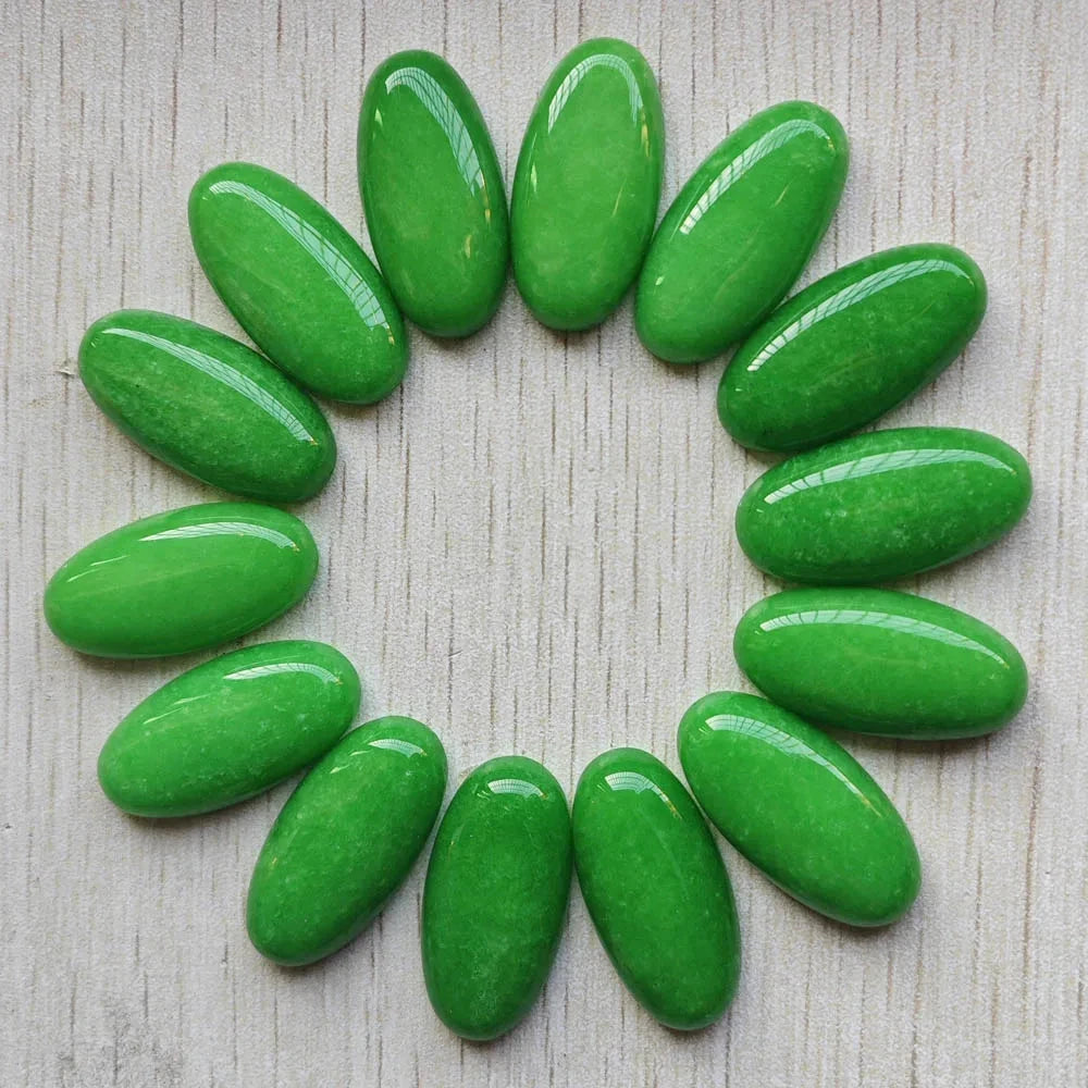 Fashion Mix natural Stone oval cabochons beads diy Jewelry accessories making 15x30mm Wholesale 20pcs/Lot fast shipping - AMULET RING STORE