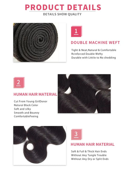 16A 100% Human Hair Bundles Body Wave Bundles Human Hair 30 Inch Body Wave Hair Weave 2/3/4 Pc Natural Raw Human Hair Extensions