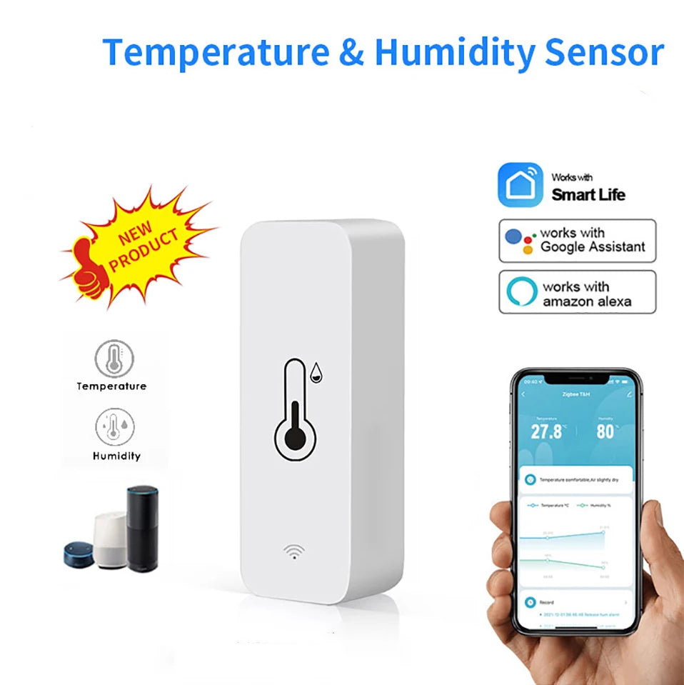 Tuya Zigbee/WiFi Temperature And Humidity Sensor Indoor Smart Home Smart Life Work With Alexa Google Assistant voice control - AMULET RING STORE