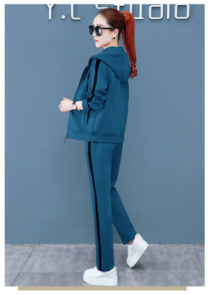 Spring Autumn Women Tracksuit Coats+Sweatshirts+Pants 3Pcs Suit Fashion Outfits Ladies Casual Clothing Sets Loose Sportswear