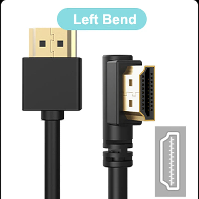 90 Degree HDMI 2.0 Cable - Graphene Enhanced for Space-Saving Installations | 8K, 3D & High Refresh Rate Aux Cable Hdmi Cable - AMULET RING STORE