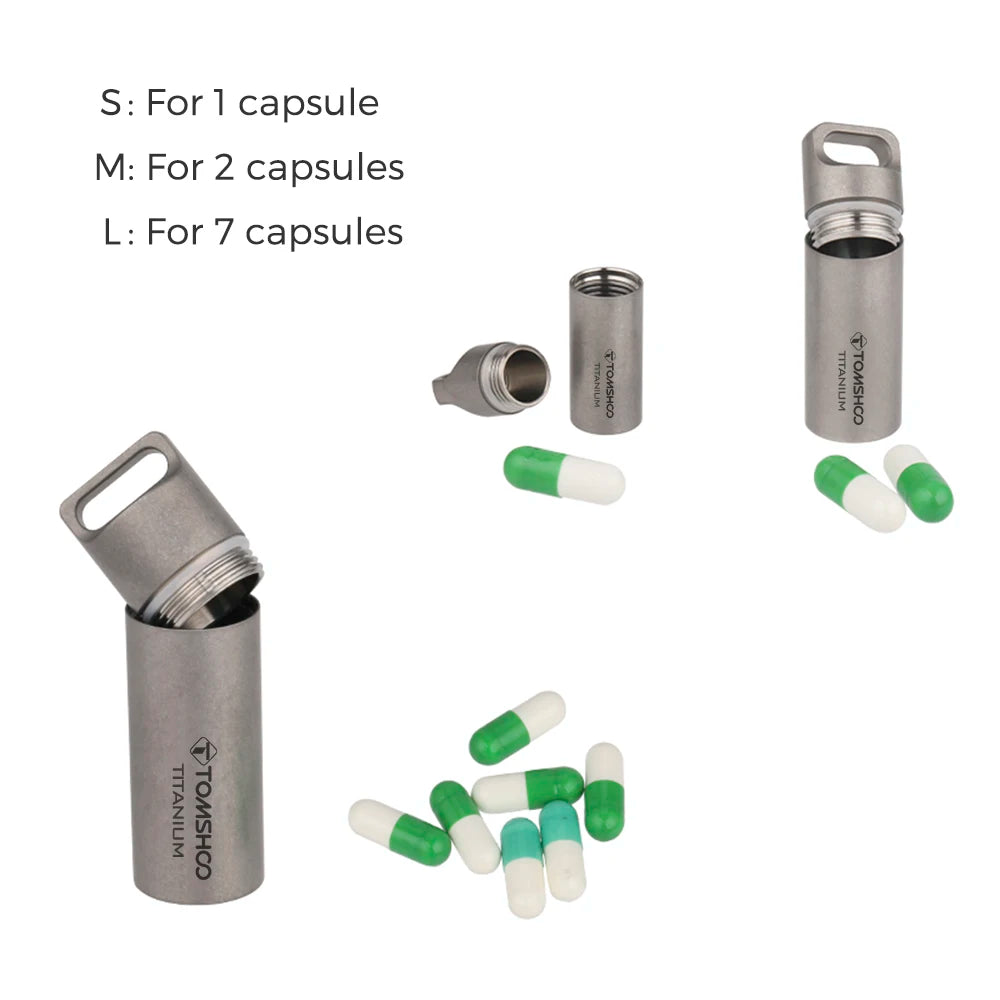 Tomshoo Titanium Mini Sealed Waterproof Storage Pill Box Perfume Case Pendants EDC Tools Eco-friendly Home Outdoor Pill Box - AMULET RING STORE