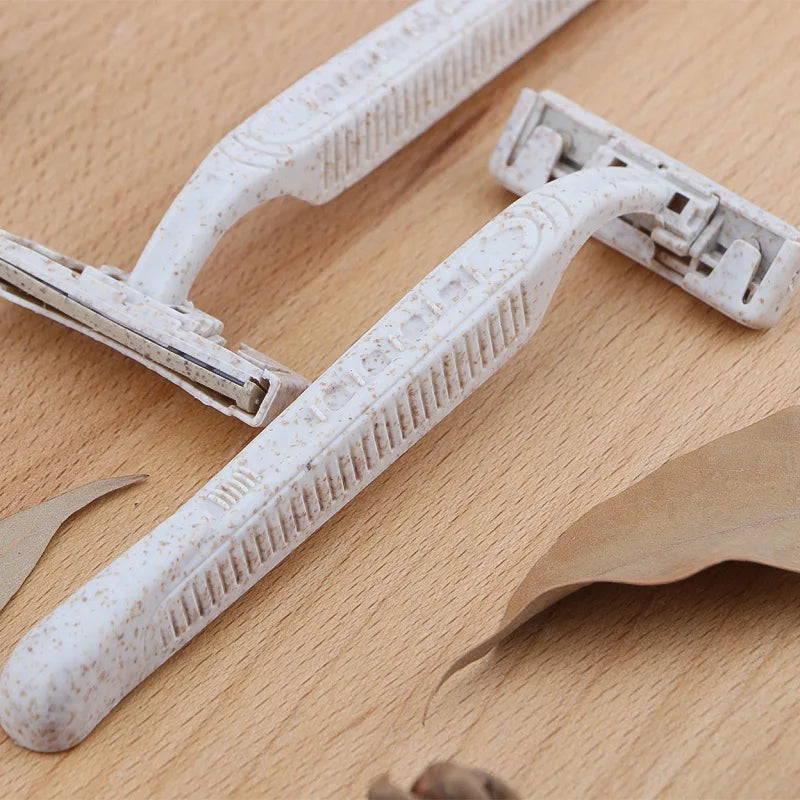 50pcs Eco-friendly Wheat Straw Razors Disposable Stainless steel blades are highly degradable and recyclableTattoo supplies - AMULET RING STORE