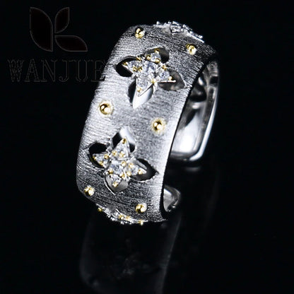 2024 Hot Sale Italian Hand-brushed Palace Style Two-color Craft Ring French Earrings Women's Fashion Luxury Jewelry