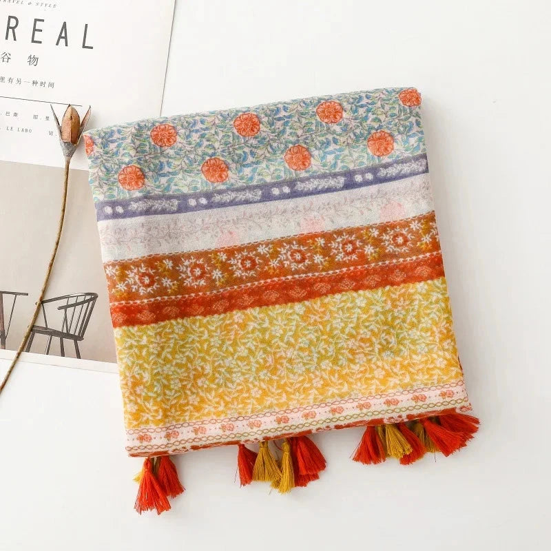 88*180cm Women Viscose Scarf Summer Beach Shawl Cotton Linen Feeling Tassel Pashmina Muslim Hijab Wrap Lady