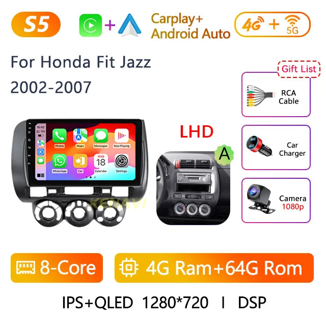 2 Din Android 10.0 Car Stereo Radio Multimedia Video Player For Honda Fit Jazz City 2002 2003 2004 2005 2006 2007 GPS Navigation - AMULET RING STORE