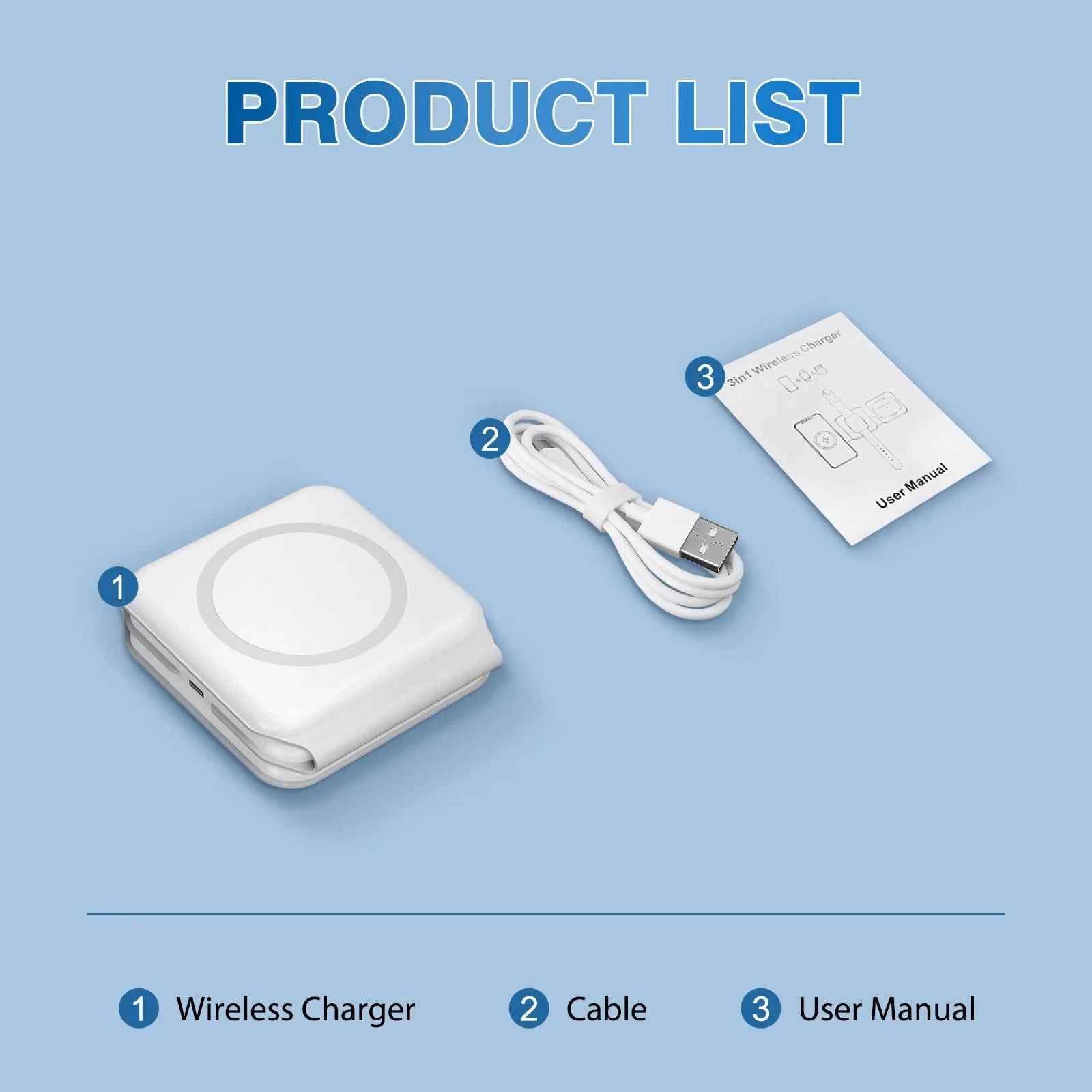 Magnetic Wireless Charger 3 In 1 Travel Charging Flexible Fast Charging Dock Station for Apple Devices for iPhone 16 15 14 13 12