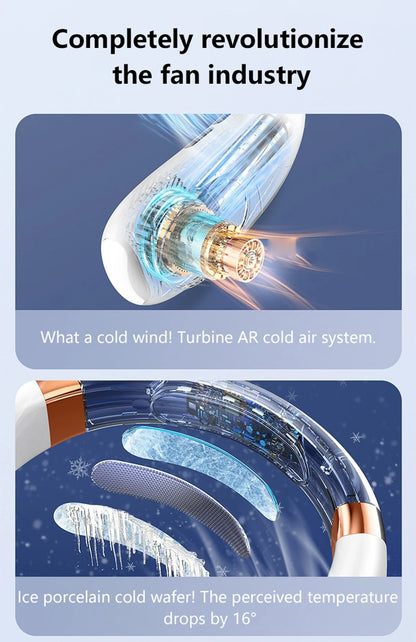 XIAOMI 2025 Neck Fan USB Rechargeable Cooling Fan 5 Speed Adjustable Neck Cooler Digital Display Bladeless Neckband Fan