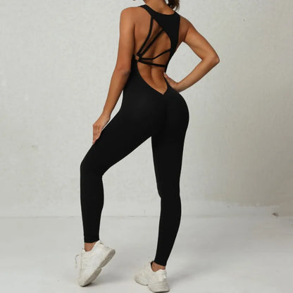 Seamless Yoga Jumpsuits Sports Fitness One-Piece Yoga Sleeveless Workout Clothes Running Sportswear Tight Training Tracksuits