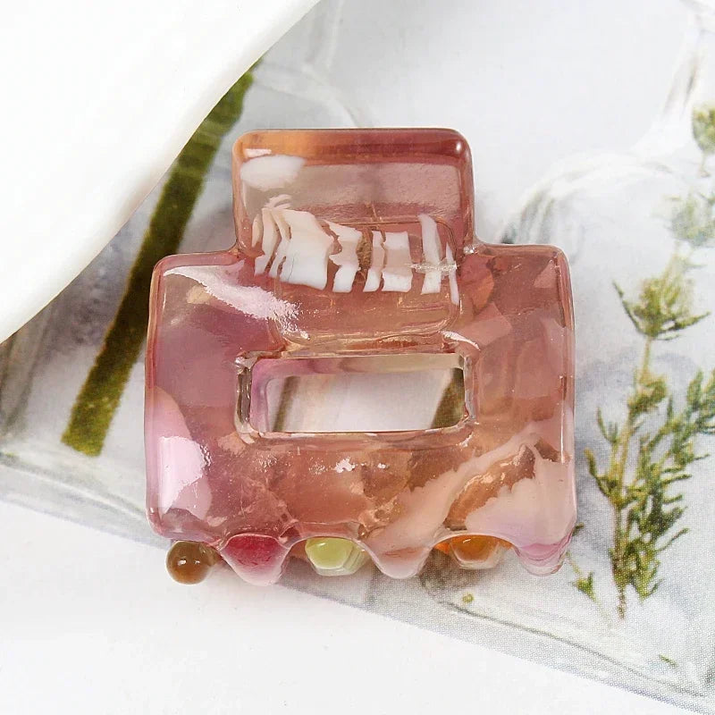 Bgffuy Leopard Korea Acetate Hollow Colorful Mini Hair Claws Crab Hair Clips for Child Girls Hairpins Hair Accessories Barrettes