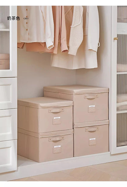 Fabric Foldable Storage Box With Lid Organizer For Clothes Large Capacity Quilt Blanket Toy Storage Closet Wardrobe Organizer - AMULET RING STORE