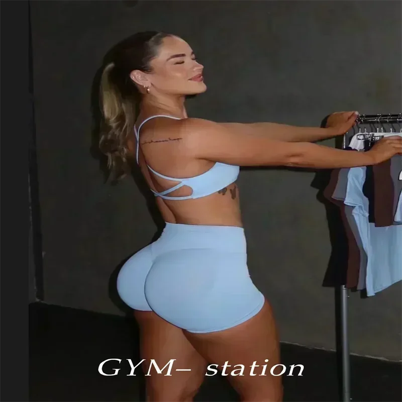 Leveo Fashion Summer Women's Sports Dyfne Yoga Shorts Running Leggings High Waist Hip Lift Comfortable Yoga Shorts Quick Drying