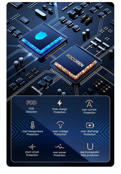 Rocoren Magnetic Car Phone Holder Fast Charging Wireless Charger With RGB light Magnet Car Stander For iPhone 15 14 13 Pro Max