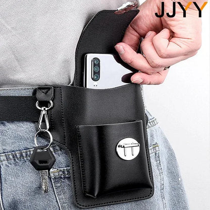 Men Leather Vintage Pack Waist Bag Belt Clip Phone Holster Travel Hiking Cell Mobile Phone Case Cover Belt Pouch Purse Belt - AMULET RING STORE