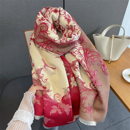 2025 Winter Warm Cashmere Scarf for Women Luxury Print Pashmina Shawl Wrap Neckerchief Female Bufanda Echarpe Design Headband - AMULET RING STORE