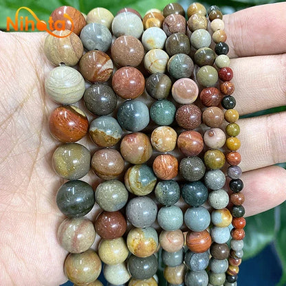 Natural Stone Beads Round Agates Turquoises Amazonite Quartz Lava Tiger Eye Beads
