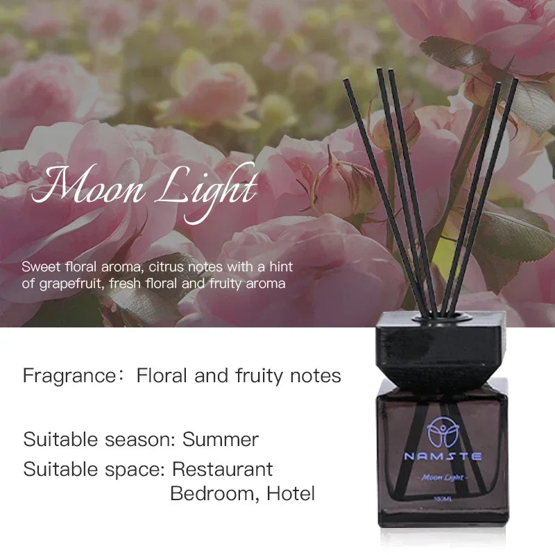 NAMSTE 100ML Fireless Reed Diffuser Oil Fragrance Replacement Stick Aroma Oil Reed Diffuser Set Scent Air Purifier For Home - AMULET RING STORE