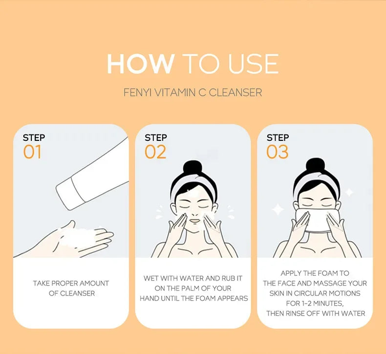 Vitamin C Facial Cleanser Skin Cleansing Moisturizing  Blackhead Remove Skincare Face Wash Foam Face Cleanser 50g