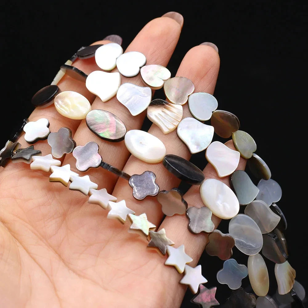 6/8/10/12mm Bohemia Natural Black Shell Beads Multishape Loose Spacer Beads for Jewelry Making DIY Necklace Bracelet Accessories - AMULET RING STORE