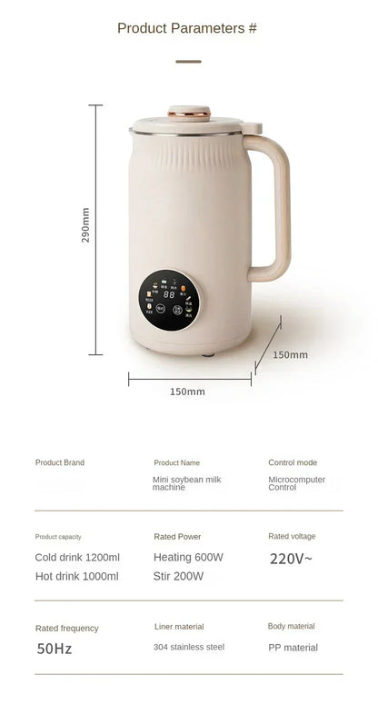 220V Electric Soybean Milk Machine Automatic Intelligent Food Blender Fruit Juicer Water Boiling Kettle Rice Paste Maker - AMULET RING STORE
