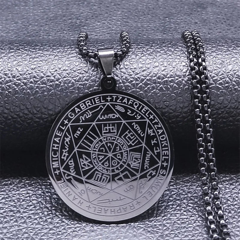 Seven Archangels Amulet Stainless Steel Necklaces Men