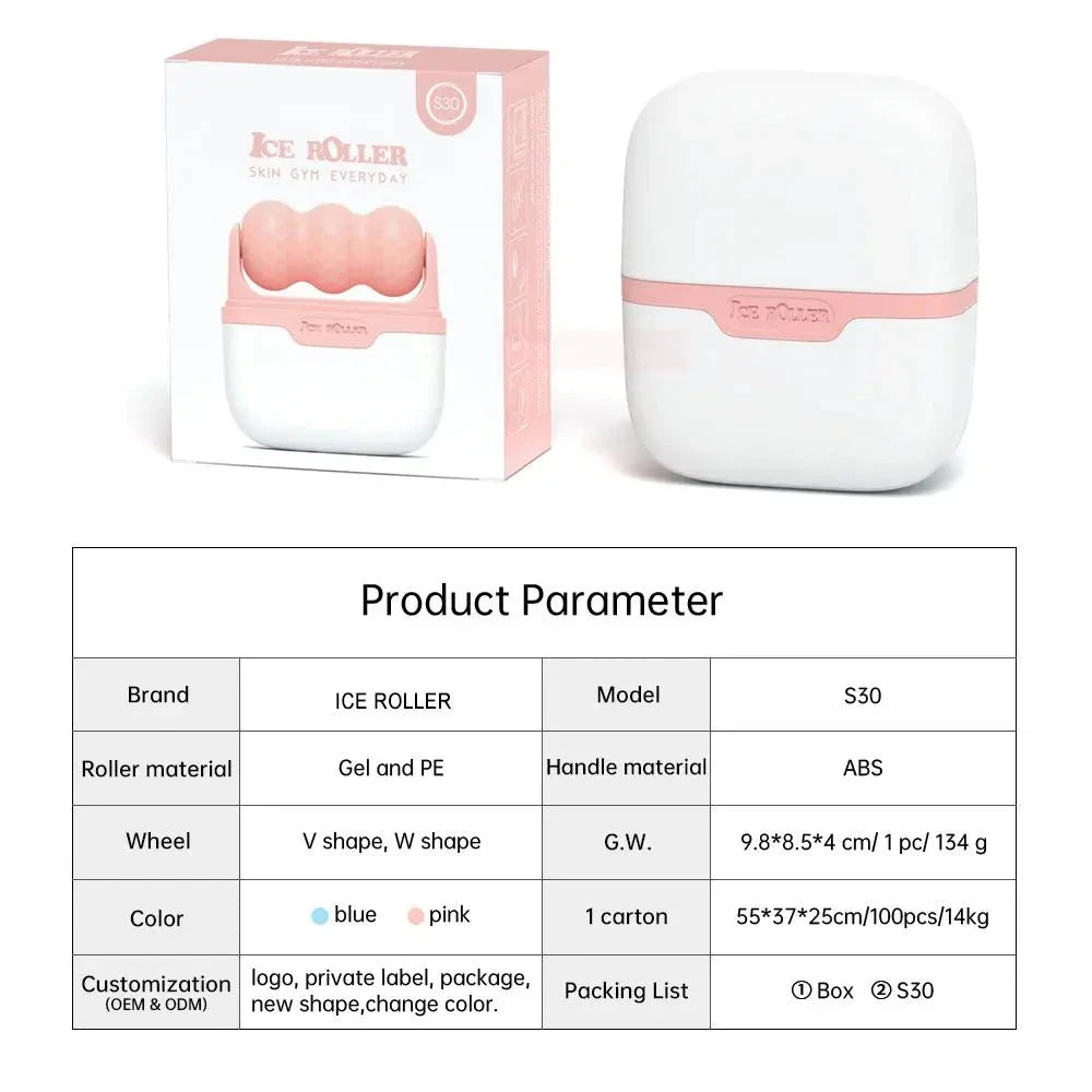 ICE ROLLER S30 Facial Massager Cool Skin Lifting Double Head Tool Face Lift Roller Pain Relief Face Skincare Beauty