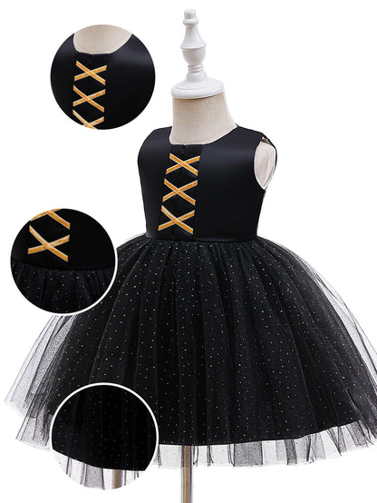 Baby Girl Halloween Costume 0-3 Yrs Little Girl Fantasy Dress Children Pumpkin Skeleton Print Fluffy Gown Kids Cute Orange Frock