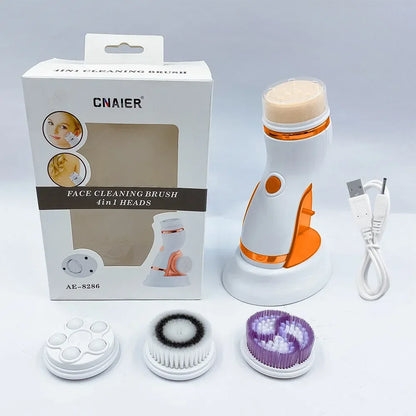 4 In 1 Electric Facial Cleansing Brush Massage Wash Rotating Face Cleansing Machine Waterproof Removal Pore Blackhead Exfoliator