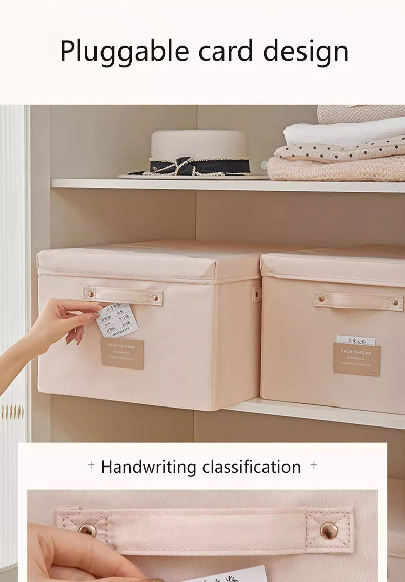 Fabric Foldable Storage Box With Lid Organizer For Clothes Large Capacity Quilt Blanket Toy Storage Closet Wardrobe Organizer - AMULET RING STORE