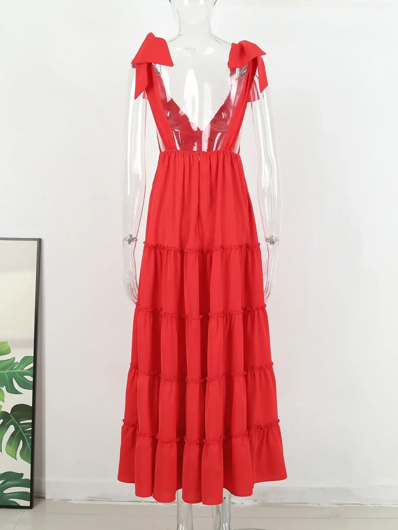 V-Neck Backless Beach Dress - Summer Beachwear - AMULET RING STORE