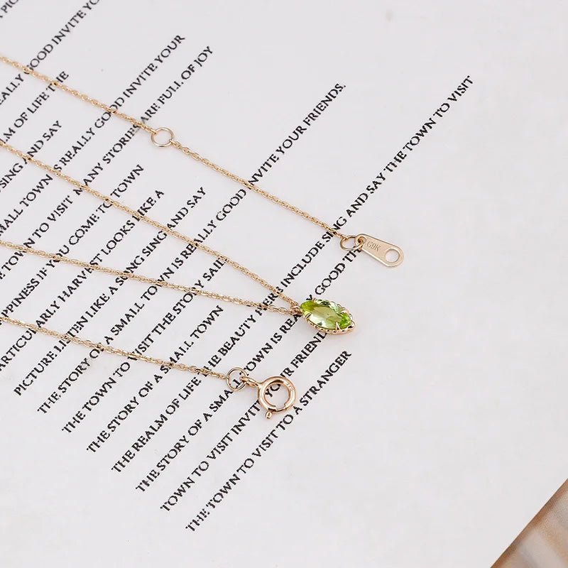 LAMOON Natrual Peridot Necklace For Women Gemstone Pendant 925 Sterling Silver Gold Plated Fine Jewelry August Birthstone Gift