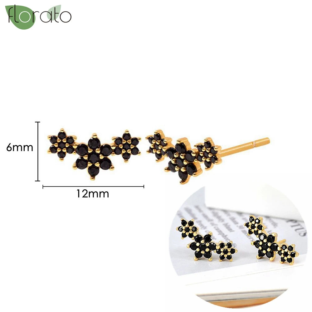 925 Sterling Silver Needle Fashion Round Pendant Small Earrings Luxury Gold Hoop Earrings for Women Premium Black Jewelry Gifts - AMULET RING STORE